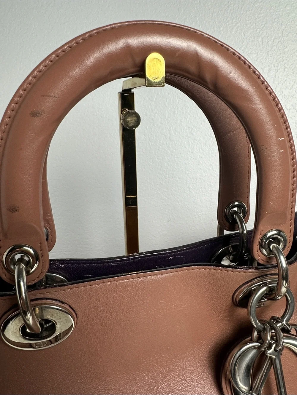 💯Authentic Christian Dior Large Lady Dior Tote Shoulder Bag i Dusty Rose Brown🍀 - Picture 5 of 17